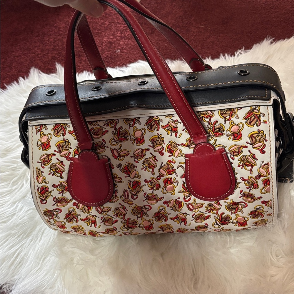 Rare Coach 1941 1/1 Runway Sample Leather Satchel Embroidery White Black Red Bag - Picture 4 of 17